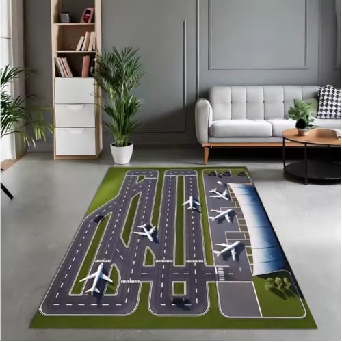 JIAOJING Bereich Teppiche Flughafen Landebahnen Draufsicht Flugzeug Und Flugzeug Ankunft 3D Teppichschlafzimmer Spielzimmer Kinderzimmer Dekor 160X230Cm JIAOJING Bereich Teppiche Flughafen Landebahnen Draufsicht Flugzeug Und Flugzeug Ankunft 3D Teppichschlafzimmer Spielzimmer Kinderzimmer Dekor 160X230Cm von JIAOJING