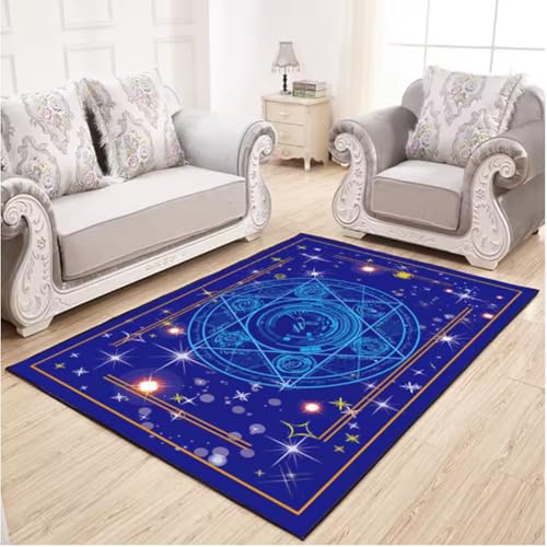 JIAOJING Cartoon Magic Card Teppich Für Wohn- Und Schlafzimmerdekoration Mädchenzimmer Nachttisch Weiche Bodenmatte Couchtisch Teppich 120X160Cm von JIAOJING