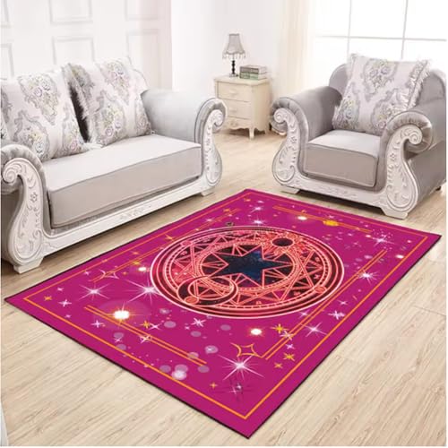 JIAOJING Cartoon Magic Card Teppich Für Wohnzimmer Und Schlafzimmer Dekor Mädchenzimmer Nachttisch Soft Floor Mat Couchtisch Teppich 80X150Cm von JIAOJING