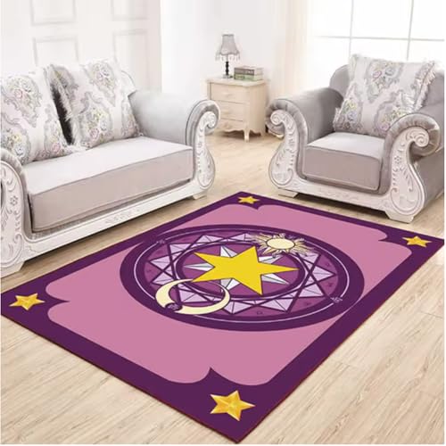 JIAOJING Cartoon Magic Card Teppich Für Wohnzimmer Und Schlafzimmer Dekor Mädchenzimmer Nachttisch Weiche Bodenmatte Couchtisch Teppich 160X280Cm von JIAOJING