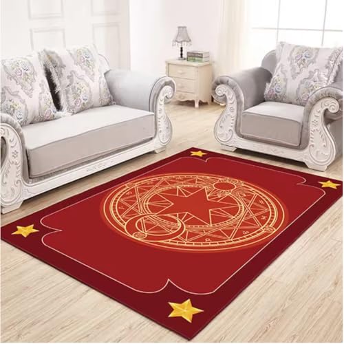 JIAOJING Cartoon Magic Card Teppich Für Wohnzimmer Und Schlafzimmer Dekor Mädchenzimmer Nachttisch Weiche Bodenmatte Couchtisch Teppich 60X90Cm von JIAOJING