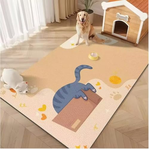 JIAOJING Cartoon Pet Serie Muster Teppich Leicht Zu Reinigen Zuhause Flur Balkon Badezimmer Non Alip Salon Sofa Boden Dekor Weicher Teppich 60X90Cm von JIAOJING