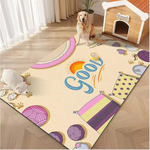 JIAOJING Cartoon Pet Series Muster Teppich Leicht Zu Reinigen Zuhause Flur Balkon Badezimmer Nicht Alip Salon Sofa Boden Dekor Weicher Teppich 80X150Cm von JIAOJING
