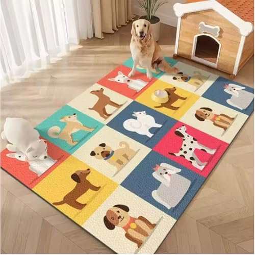 JIAOJING Cartoon Pet Series Muster Teppich Leicht Zu Reinigen Zuhause Flur Balkon Badezimmer Non Alip Salon Sofa Boden Dekor Weicher Teppich 160X230Cm von JIAOJING