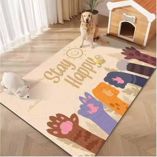 JIAOJING Cartoon Pet Series Muster Teppich Leicht Zu Reinigen Zuhause Flur Balkon Badezimmer Non Alip Salon Sofa Boden Dekor Weicher Teppich 80X120Cm von JIAOJING