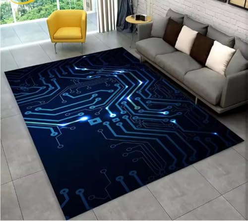 JIAOJING Chip Circuit Board Area Teppich, Teppich Für Zuhause Wohnzimmer Schlafzimmer Sofa Spielzimmer Fußmatte Dekor rutschfeste Bodenmatte 160X230Cm JIAOJING Chip Circuit Board Area Teppich, Teppich Für Zuhause Wohnzimmer Schlafzimmer Sofa Spielzimmer Fußmatte Dekor rutschfeste Bodenmatte 160X230Cm von JIAOJING