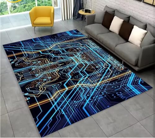 JIAOJING Chip Circuit Board Area Teppich, Teppich Für Zuhause Wohnzimmer Schlafzimmer Sofa Spielzimmer Fußmatte Dekor rutschfeste Bodenmatte 160X230Cm JIAOJING Chip Circuit Board Area Teppich, Teppich Für Zuhause Wohnzimmer Schlafzimmer Sofa Spielzimmer Fußmatte Dekor rutschfeste Bodenmatte 160X230Cm von JIAOJING