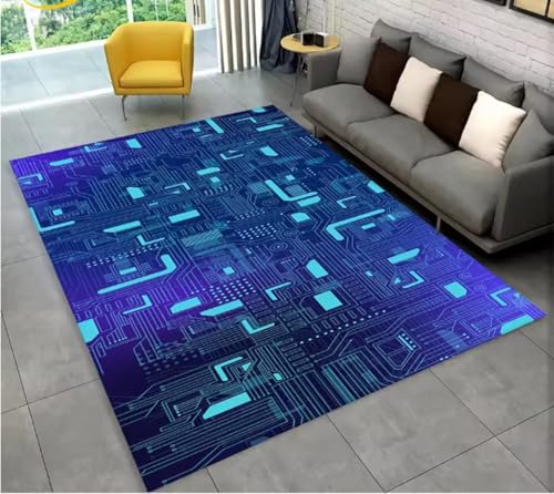JIAOJING Chip Circuit Board Area Teppich, Teppich Für Zuhause Wohnzimmer Schlafzimmer Sofa Spielzimmer Fußmatte Dekor rutschfeste Bodenmatte 160X280Cm JIAOJING Chip Circuit Board Area Teppich, Teppich Für Zuhause Wohnzimmer Schlafzimmer Sofa Spielzimmer Fußmatte Dekor rutschfeste Bodenmatte 160X280Cm von JIAOJING