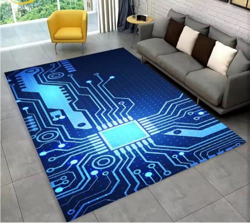 JIAOJING Chip Circuit Board Area Teppich, Teppich Für Zuhause Wohnzimmer Schlafzimmer Sofa Spielzimmer Fußmatte Dekor rutschfeste Bodenmatte 50X80Cm JIAOJING Chip Circuit Board Area Teppich, Teppich Für Zuhause Wohnzimmer Schlafzimmer Sofa Spielzimmer Fußmatte Dekor rutschfeste Bodenmatte 50X80Cm von JIAOJING
