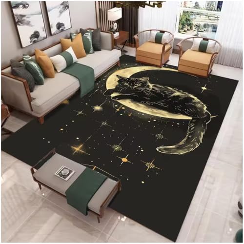 JIAOJING Die Katze Und Der Mond Teppich Mechanisch Waschbar Outdoor Innenbereich Teppiche Wohnzimmer Schlafzimmer Hofmatte 140X200Cm JIAOJING Die Katze Und Der Mond Teppich Mechanisch Waschbar Outdoor Innenbereich Teppiche Wohnzimmer Schlafzimmer Hofmatte 140X200Cm von JIAOJING