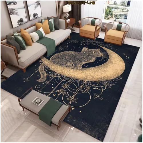 JIAOJING Die Katze Und Der Mond Teppich Mechanisch Waschbar Outdoor Innenbereich Teppiche Wohnzimmer Schlafzimmer Hofmatte 50X80Cm JIAOJING Die Katze Und Der Mond Teppich Mechanisch Waschbar Outdoor Innenbereich Teppiche Wohnzimmer Schlafzimmer Hofmatte 50X80Cm von JIAOJING
