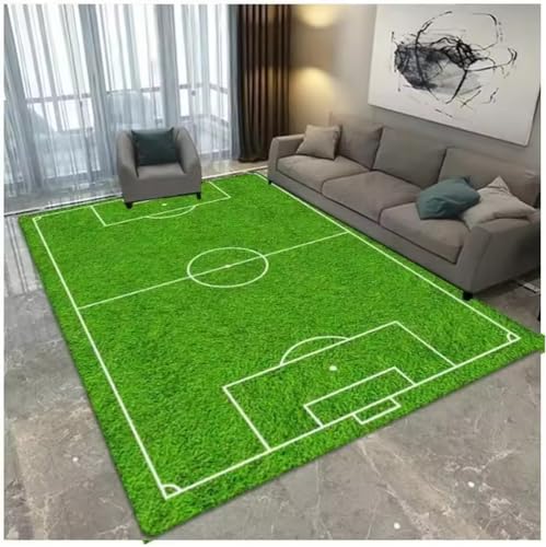 JIAOJING Fußballfeld Muster Wohnzimmer Teppich Für Zuhause Schlafzimmer Dekor Flur rutschfeste Bodenmatte Sofa Couchtisch Teppiche 80X150Cm von JIAOJING