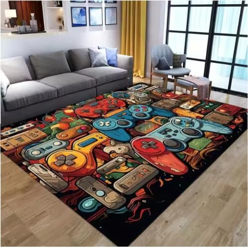 JIAOJING Gamepad Muster Teppich Für Wohnzimmer Badezimmer Dekoration Rutschfester Game Controller Teppich Schlafzimmer Spielzimmer Bodenmatte 100X160Cm JIAOJING Gamepad Muster Teppich Für Wohnzimmer Badezimmer Dekoration Rutschfester Game Controller Teppich Schlafzimmer Spielzimmer Bodenmatte 100X160Cm von JIAOJING