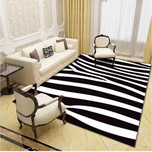 JIAOJING Geometrie Ripple Lines Teppich Für Wohnzimmer Schlafzimmer Bodenmatte Rutschfestes Badezimmer Saugfähiges Fußpolster Home Decor Teppich 140X200Cm von JIAOJING