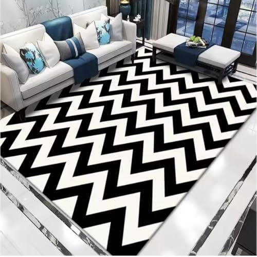 JIAOJING Geometrie Ripple Lines Teppich Für Wohnzimmer Schlafzimmer Fußmatte Rutschfestes Badezimmer Absorptionsfußpolster Home Decor Teppich 60X90Cm von JIAOJING
