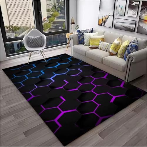 JIAOJING GeometrischTeppiche Für Wohnzimmer Dekoration Weiches Schlafzimmer Badezimmer Fußmatten Bodenmatte Sofa Couchtisch e 100X160Cm von JIAOJING