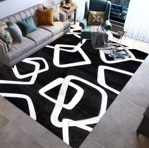 JIAOJING Geometrische ModernTeppiche rutschfeste Bodenmatte Tür Familie Schlafzimmer Teppich Indoor Werfen Yogamatten 120X160Cm von JIAOJING