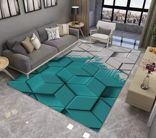 JIAOJING Geometrischer Dazzle Teppich Wohnzimmer Schlafzimmer Rutschfester Salon Sofa Boden Dekor Teppiche Haus Flur Balkon Badematte 60X90Cm von JIAOJING