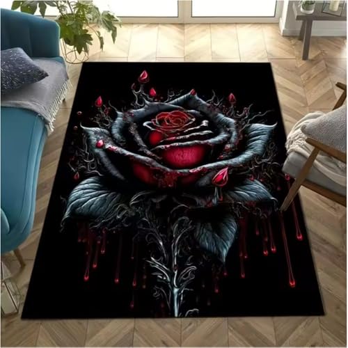 JIAOJING Gothic Dark Blume Bedruckter Teppich Für Wohnzimmer Dekor Home Schlafzimmer rutschfeste Fußmatten Couchtisch Lounge e 50X80Cm JIAOJING Gothic Dark Blume Bedruckter Teppich Für Wohnzimmer Dekor Home Schlafzimmer rutschfeste Fußmatten Couchtisch Lounge e 50X80Cm von JIAOJING
