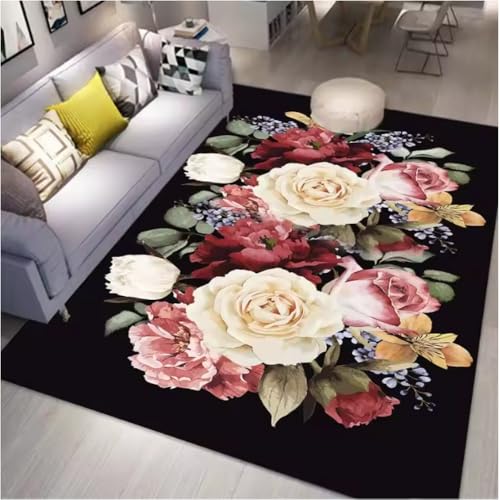 JIAOJING Gothic Dark Blume Bedruckter Teppich Für Wohnzimmer Dekor Home Schlafzimmer rutschfeste Fußmatten Couchtisch Lounge e 50X80Cm JIAOJING Gothic Dark Blume Bedruckter Teppich Für Wohnzimmer Dekor Home Schlafzimmer rutschfeste Fußmatten Couchtisch Lounge e 50X80Cm von JIAOJING