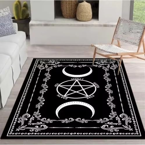 JIAOJING Hexe Sonne Mond Pentagramm Teppich Altar Für Wohnzimmer Gothic Dekor Sofa Tisch Teppiche Badezimmer Fußmatte Fußmatten 160X230Cm von JIAOJING