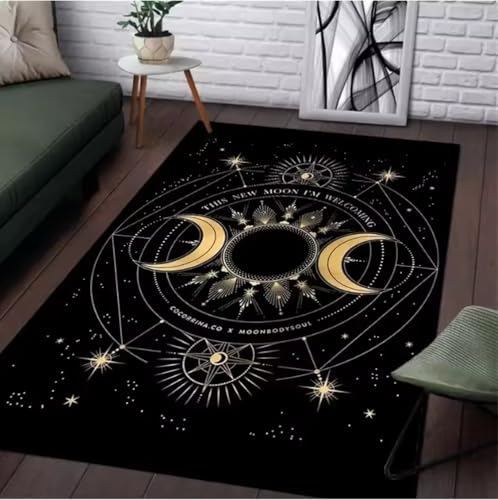 JIAOJING Hexe Sonne Mond Pentagramm Teppich Altar Für Wohnzimmer Gothic Dekor Sofa Tisch Teppiche Badezimmer Fußmatte Fußmatten 160X280Cm von JIAOJING