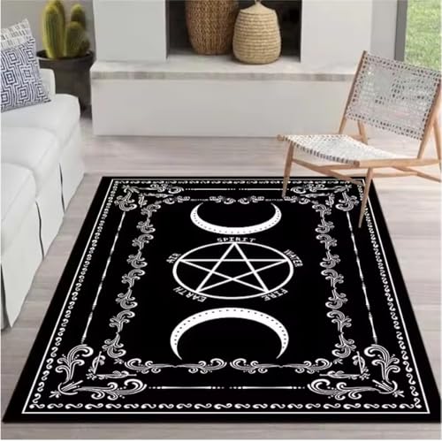 JIAOJING Hexe Sonne Mond Teppich Altar Für Wohnzimmer Gothic Dekor Sofa Tische Badezimmer Fußmatte Anti-Rutsch Fußmatten 140X200Cm von JIAOJING