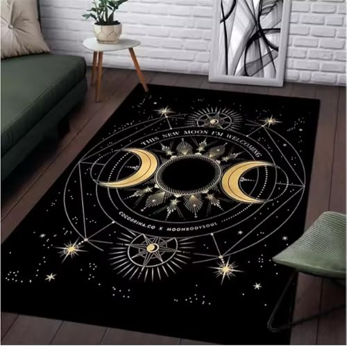 JIAOJING Hexe Sonne Mond Teppich Altar Für Wohnzimmer Gothic Dekor Sofa Tische Badezimmer Fußmatte Anti-Rutsch Fußmatten 50X80Cm von JIAOJING
