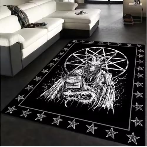 JIAOJING Hexe Sonne Mond Teppich Altar Für Wohnzimmer Gothic Dekor Sofa Tische Badezimmer Fußmatte Anti-Rutsch Fußmatten 80X150Cm von JIAOJING