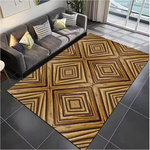 JIAOJING Holzmaserung Muster Teppiche Für Wohnzimmer Dekoration rutschfeste Bodenmatte Schlafzimmer Küche Fußmatten Home Sofa e 100X160Cm von JIAOJING