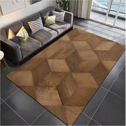 JIAOJING Holzmaserung Muster Teppiche Für Wohnzimmer Dekoration rutschfeste Bodenmatte Schlafzimmer Küche Fußmatten Home Sofa e 80X150Cm von JIAOJING