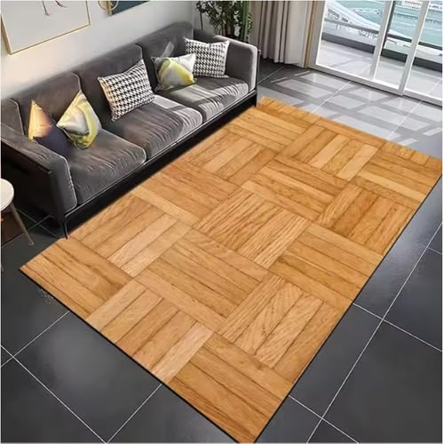JIAOJING Holzmaserung Muster Teppiche Für Wohnzimmer Dekoration rutschfeste Bodenmatte Schlafzimmer Küche Fußmatten Home Sofa e 80X150Cm von JIAOJING