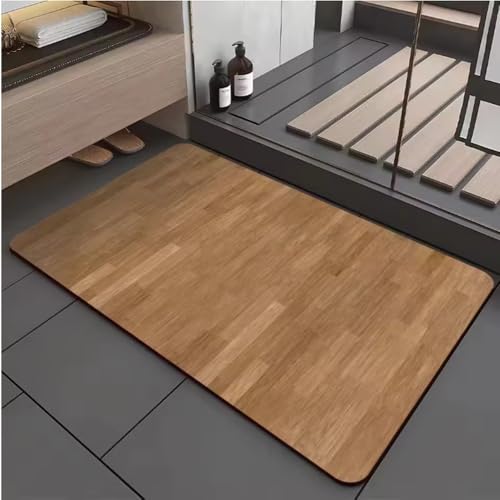 JIAOJING Holzmaserungen Bedruckte Badezimmermatte, Saugfähige Badeteppiche, Wc-Fußmatte, Bodenteppiche, Neben Der Badewanne, Anti-Rutsch-Pad 100X160Cm von JIAOJING