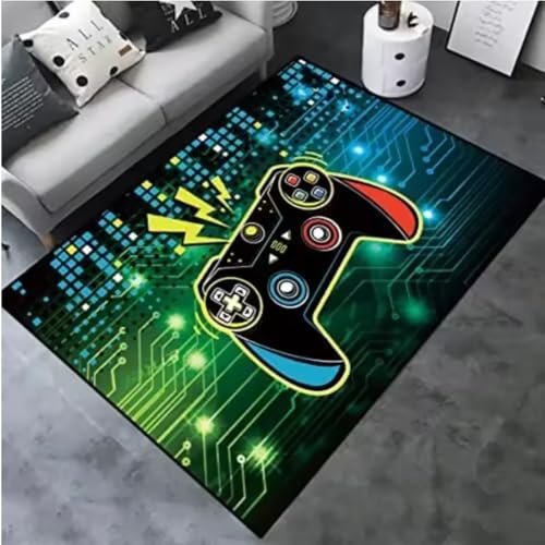 JIAOJING Home Area Gamer Teppiche Mit Game Controller Design, rutschfeste Fußmatten Throw Teppich Für Dekor Wohnzimmer Bett Spielzimmer Matte 120X160Cm von JIAOJING