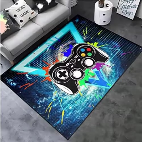 JIAOJING Home Area Gamer Teppiche Mit Game-Controller-Design, rutschfeste Fußmatten Werfen Teppich Für Dekor Wohnzimmer Bett Spielzimmer Matte 80X150Cm von JIAOJING