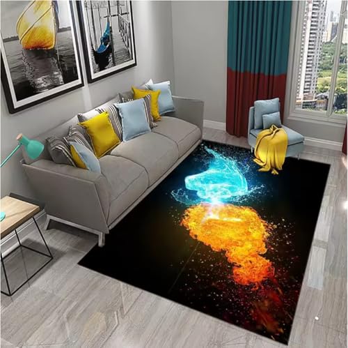 JIAOJING Ice Fire Thema Teppich Für Wohnzimmer Sofa Couchtisch Schlafzimmer Nachttisch Teppich Flur Home Study Mat 80X150Cm JIAOJING Ice Fire Thema Teppich Für Wohnzimmer Sofa Couchtisch Schlafzimmer Nachttisch Teppich Flur Home Study Mat 80X150Cm von JIAOJING