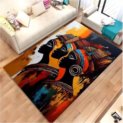 JIAOJING Karte Kontinentales Thema Teppiche Afrikanisches Mädchen Sofa Wohnzimmer Rutschfester Teppich Magic Halloween Dekorativer Teppich 160X230Cm von JIAOJING
