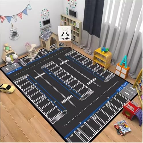JIAOJING Kreative Cartoon Auto Spur Wohnzimmer Teppiche Schlafzimmer Nachttisch Boden Teppich Sofa Couchtisch Teppich Puzzle Spiel Teppiche 50X80Cm von JIAOJING