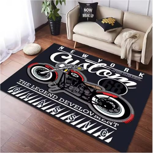 JIAOJING Motorrad Boden Teppich Matte Tür Teppich Schlafzimmer Wohnzimmer Anti-Rutsch Dekorativer Teppich 140X200Cm JIAOJING Motorrad Boden Teppich Matte Tür Teppich Schlafzimmer Wohnzimmer Anti-Rutsch Dekorativer Teppich 140X200Cm von JIAOJING