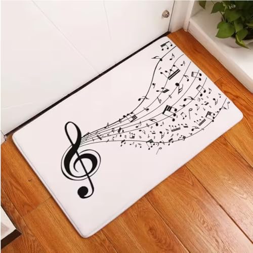 JIAOJING Musical Piano Note Print Matte Flur Fußmatten rutschfeste Küche Bad Boden Teppich Eingang Teppich Zuhause Schlafzimmer Dekoration 100X160Cm von JIAOJING