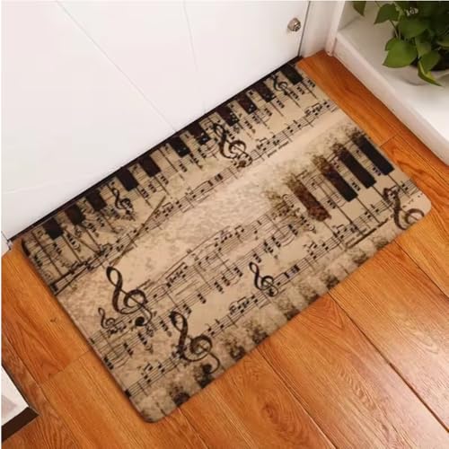 JIAOJING Musical Piano Note Print Matte Flur Fußmatten rutschfeste Küche Bad Boden Teppich Eingang Teppich Zuhause Schlafzimmer Dekoration 100X160Cm von JIAOJING