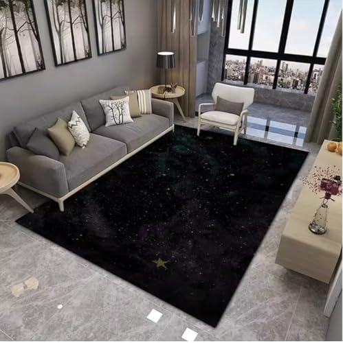 JIAOJING Nachthimmel Stern Muster Teppich Dekoration Teppich Wohnzimmer Schlafzimmer rutschfeste Bodenmattekünstlerische Matten 80X120Cm von JIAOJING