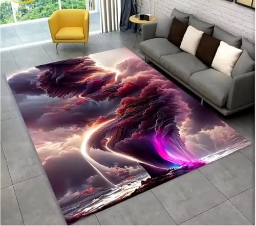 JIAOJING Natürlicher Teppich, Tornado, Cloud Twister Teppich Für Wohnzimmer Schlafzimmer Sofa Fußmatte Dekoration, rutschfeste Bodenmatte 50X80Cm von JIAOJING