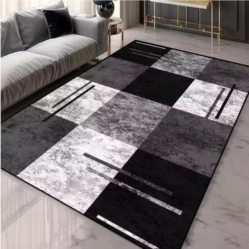 JIAOJING Nordischer Stil Kontrast Geometrischer Designer Teppich Einfacher Teppich Wohnzimmer Schlafzimmer Flanell Matte Home Decoration 140X200Cm JIAOJING Nordischer Stil Kontrast Geometrischer Designer Teppich Einfacher Teppich Wohnzimmer Schlafzimmer Flanell Matte Home Decoration 140X200Cm von JIAOJING