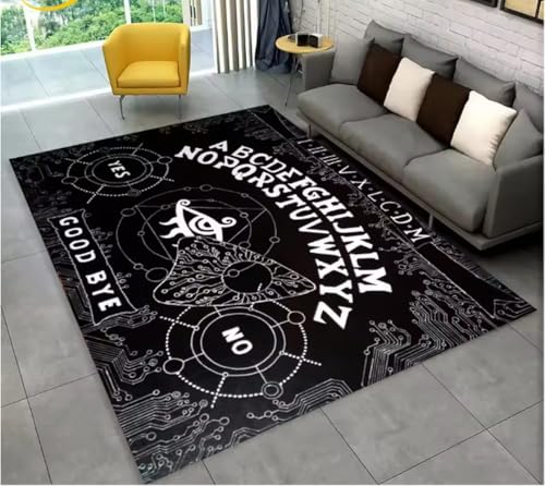 JIAOJING Ouija Tarot Hexerei Gothic Bereich Teppich, Teppich Für Wohnzimmer Schlafzimmer Sofa Fußmatte Dekoration rutschfeste Bodenmatte 100X160Cm von JIAOJING