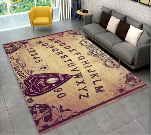 JIAOJING Ouija Tarot Hexerei Gothic Bereich Teppich, Teppich Für Wohnzimmer Schlafzimmer Sofa Fußmatte Dekoration rutschfeste Bodenmatte 160X230Cm von JIAOJING