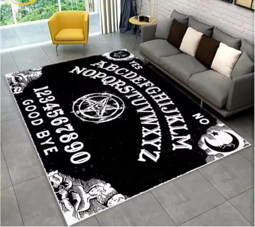 JIAOJING Ouija Tarot Hexerei Gothic Bereich Teppich, Teppich Für Wohnzimmer Schlafzimmer Sofa Fußmatte Dekoration rutschfeste Bodenmatte 80X120Cm von JIAOJING