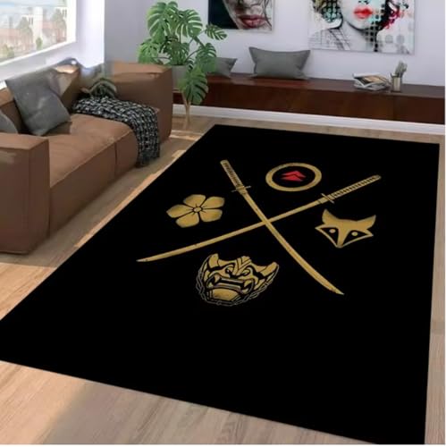 JIAOJING Samurai Spirits Muster Teppich Für Wohnzimmer Badezimmer Matte FußmattTeppich Für Schlafzimmer Home Decor Spielmatte 100X160Cm JIAOJING Samurai Spirits Muster Teppich Für Wohnzimmer Badezimmer Matte FußmattTeppich Für Schlafzimmer Home Decor Spielmatte 100X160Cm von JIAOJING