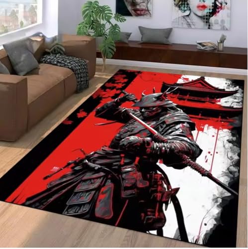 JIAOJING Samurai Spirits Muster Teppich Für Wohnzimmer Badezimmer Matte FußmattTeppich Für Schlafzimmer Home Decor Spielmatte 100X160Cm JIAOJING Samurai Spirits Muster Teppich Für Wohnzimmer Badezimmer Matte FußmattTeppich Für Schlafzimmer Home Decor Spielmatte 100X160Cm von JIAOJING