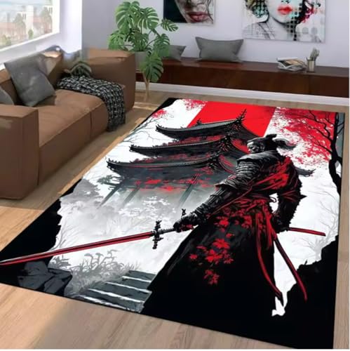 JIAOJING Samurai Spirits Muster Teppich Für Wohnzimmer Badezimmer Matte FußmattTeppich Für Schlafzimmer Home Decor Spielmatte 160X280Cm von JIAOJING